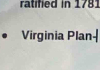 ratified in 1781 
Virginia Plan-