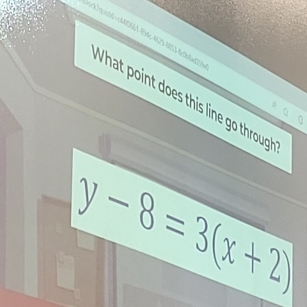 ad 
hat point does this line go throug
y-8=3(x+2)