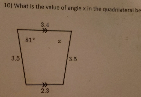 What is the value of angle x in the quadrilateral be