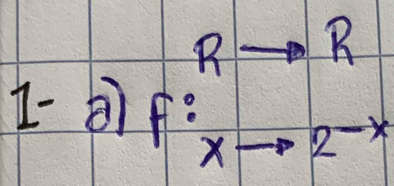 R- PR 
/ frac 1027 
1-a) f:xto 2^(-x)