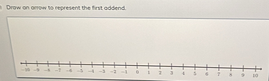 Draw an arrow to represent the first addend.