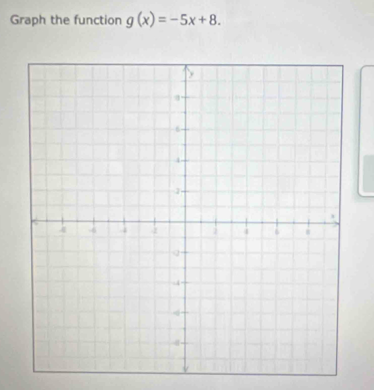 Graph the function g(x)=-5x+8.