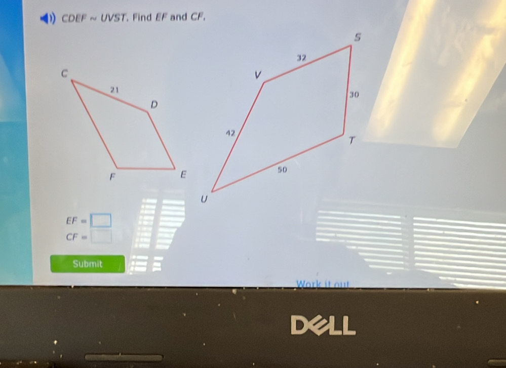 CDEFsim UVST Find EF and CF.
EF=□
CF=□
Submit