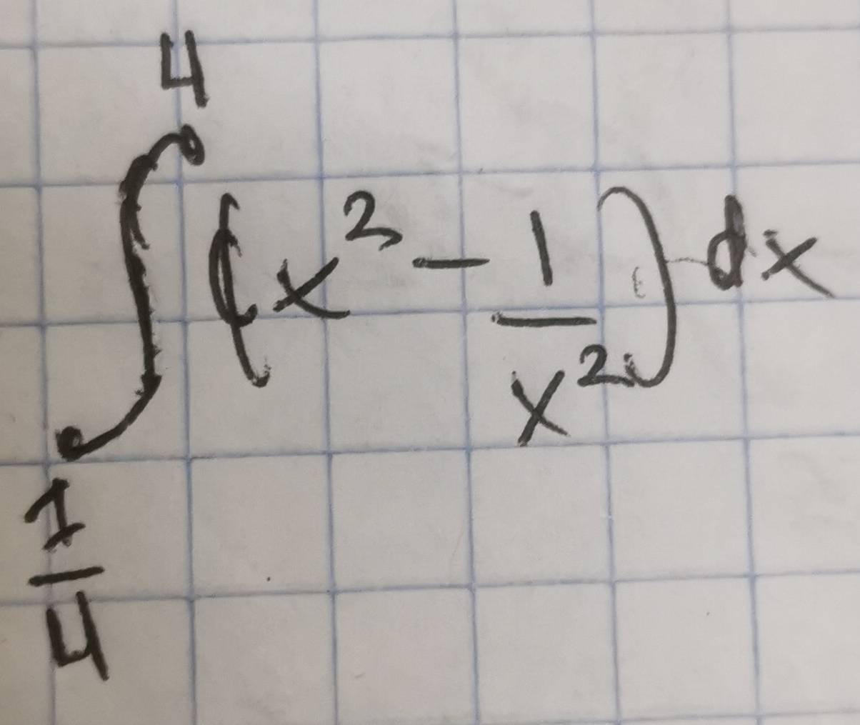 ∈tlimits _ π /4 ^4(x^2- 1/x^2 )dx
 1/2 