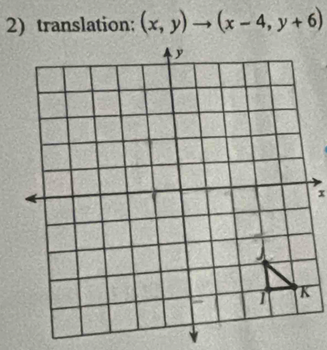 translation: (x,y)to (x-4,y+6)