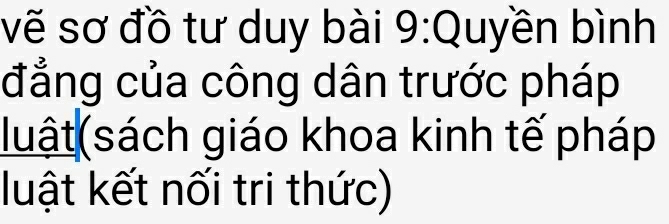 vẽ sơ đồ tư duy bài 9:Quyền bình 
đẳng của công dân trước pháp 
luật(sách giáo khoa kinh tế pháp 
luật kết nối tri thức)