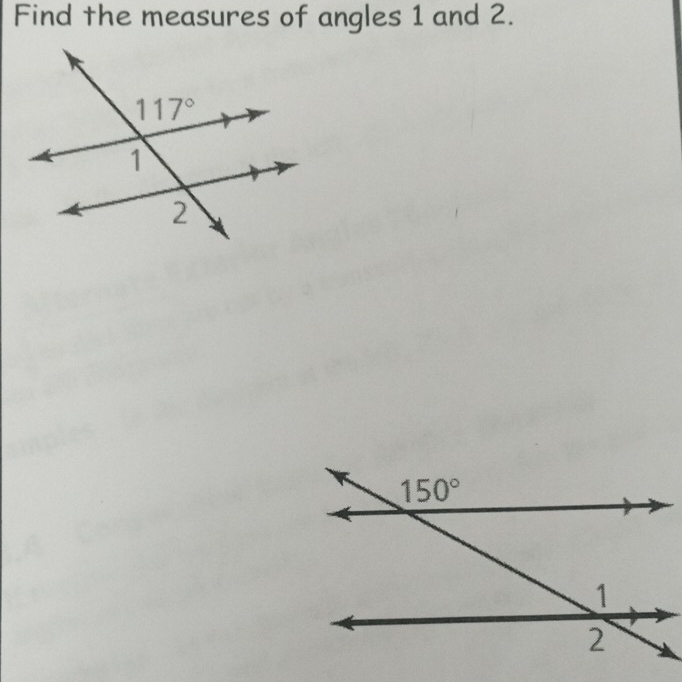 Find the measures of angles 1 and 2.