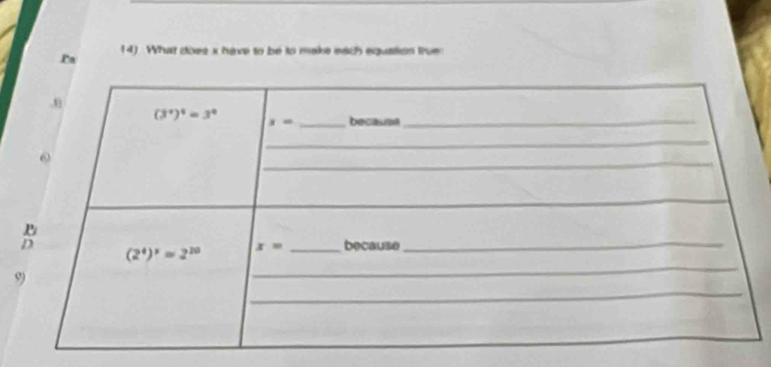 14). What does x have to be to make each equtition true
Pa