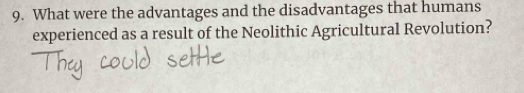 What were the advantages and the disadvantages that humans 
experienced as a result of the Neolithic Agricultural Revolution?