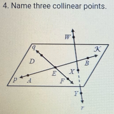 Name three collinear points.