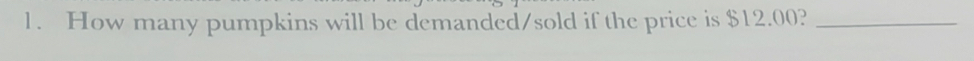 How many pumpkins will be demanded/sold if the price is $12.00?_