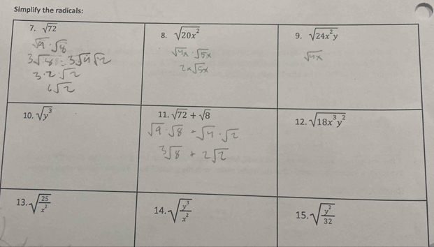 Simplify the radicals: