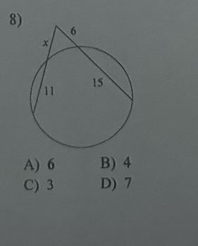 A) 6 B) 4
C) 3 D) 7