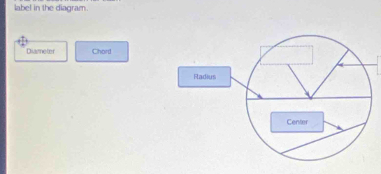 label in the diagram. 
Diameter Chord