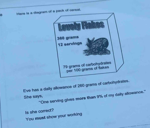 Solved: Here is a diagram Eve has a daily allowance of 260 grams of ...