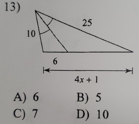 A) 6 B) 5
C) 7 D) 10