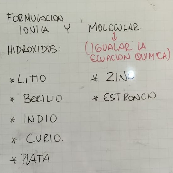 FORMULCION 
lONIA Y MOLCOLAD. 
HIDROX1D0S: (I6UACAR L 
ECACLON OUMCA) 
- L_1+10 x 2INO 
* BEe1 L1O * CST RONCI 
IND1O 
X CUR1O. 
PLATA