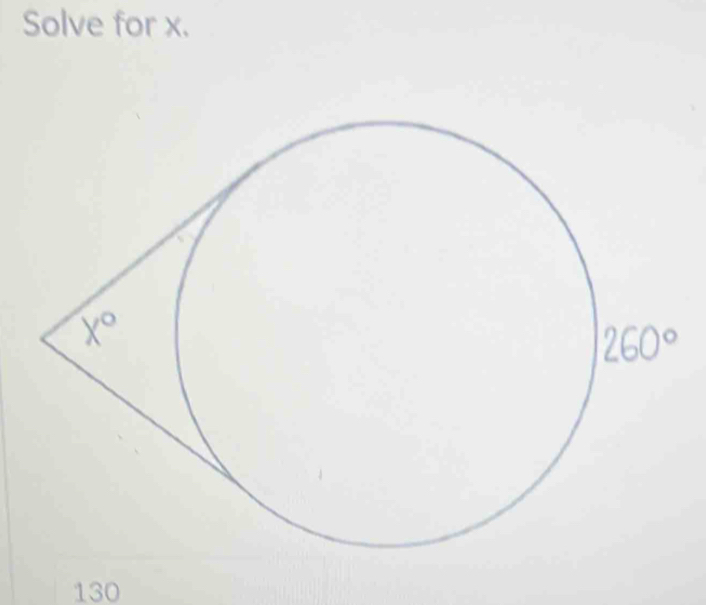 Solve for x.
130