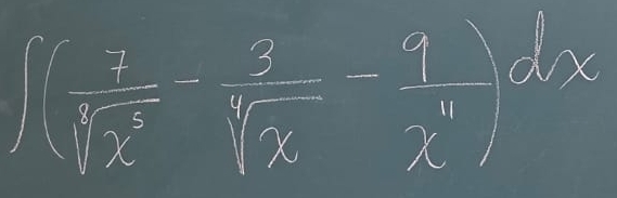 ∈t ( 7/sqrt(x^3) - 3/sqrt[4](x) - 9/x^4 )dx