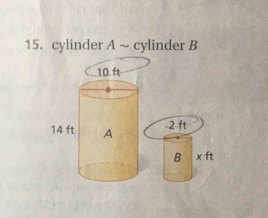 cylinder/ 1- cylinder B 
1
10 ft
14 ft A