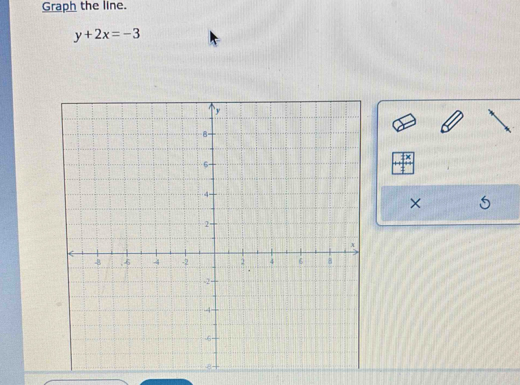 Graph the line.
y+2x=-3
×