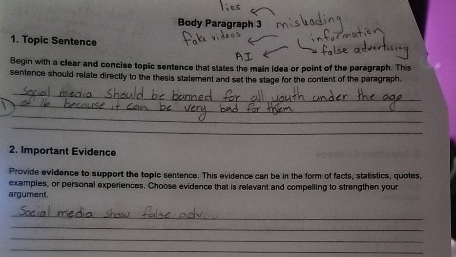Solved: Body Paragraph 3 1. Topic Sentence Begin with a clear and ...