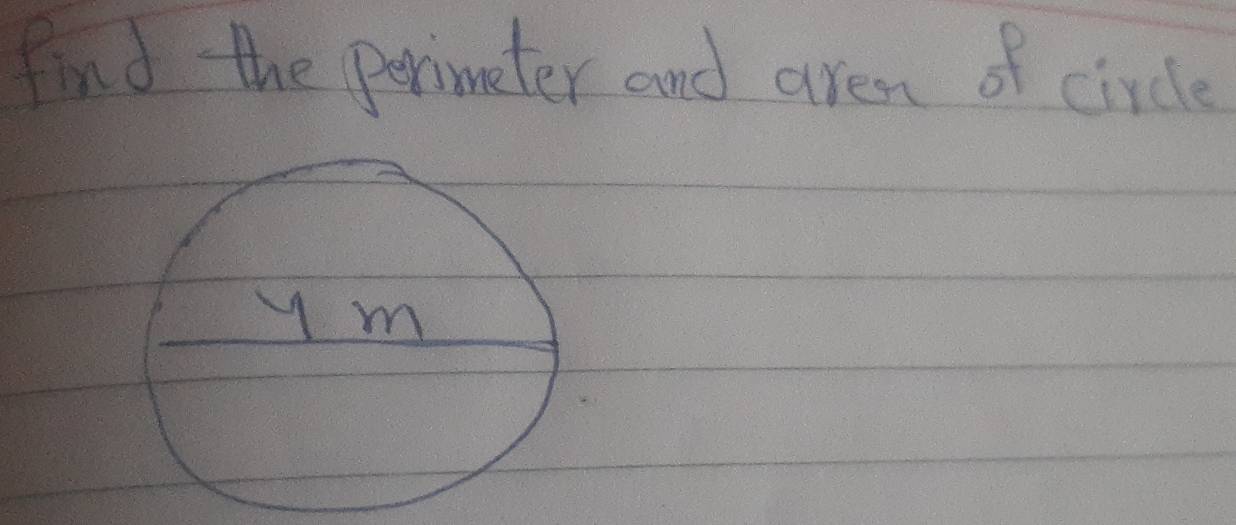 find the perimeter and aren of circle