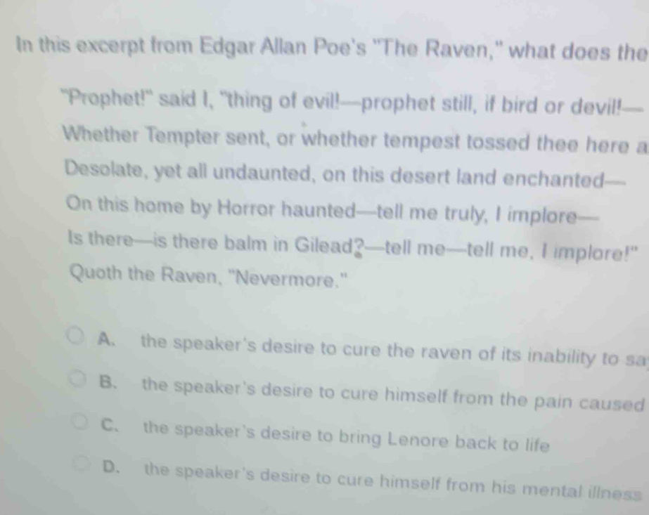 Solved: In this excerpt from Edgar Allan Poe's 