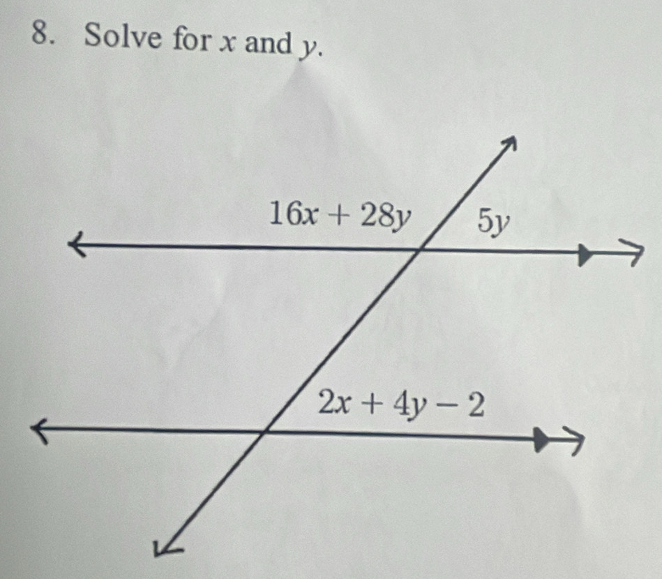 Solve for x and y.