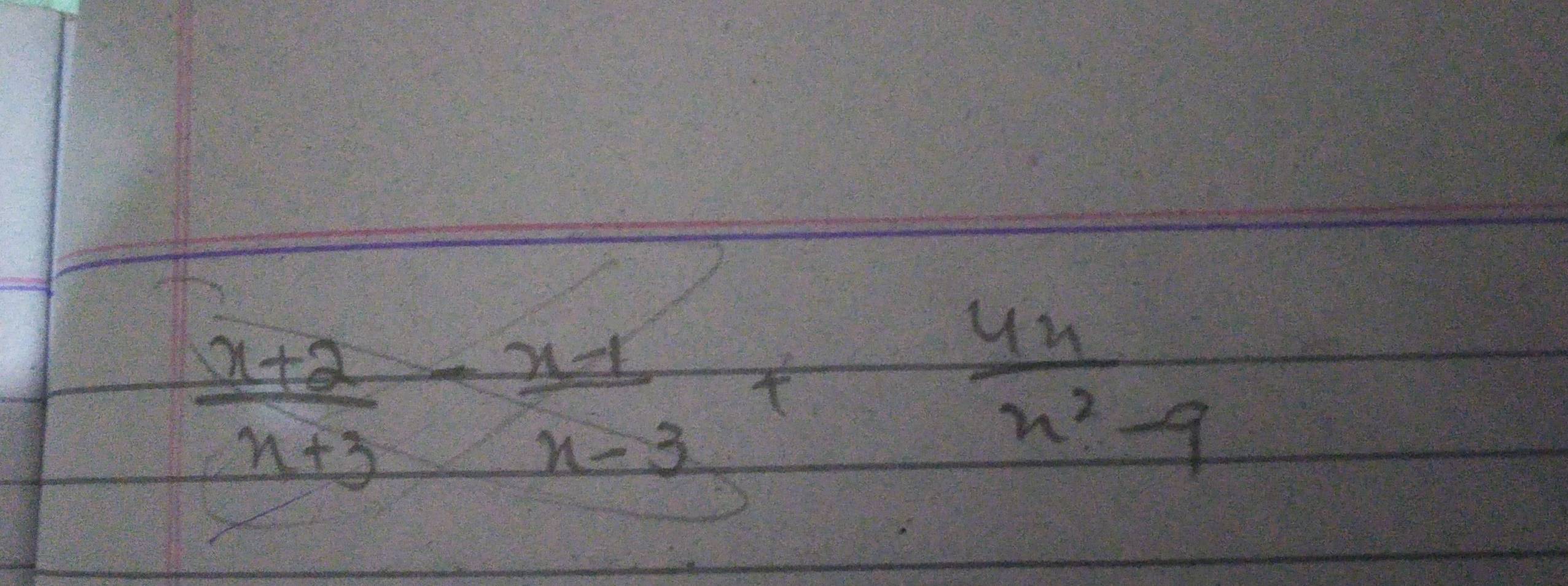  (x+2)/x+3 - (x-1)/x-3 + 4x/x^2-9 