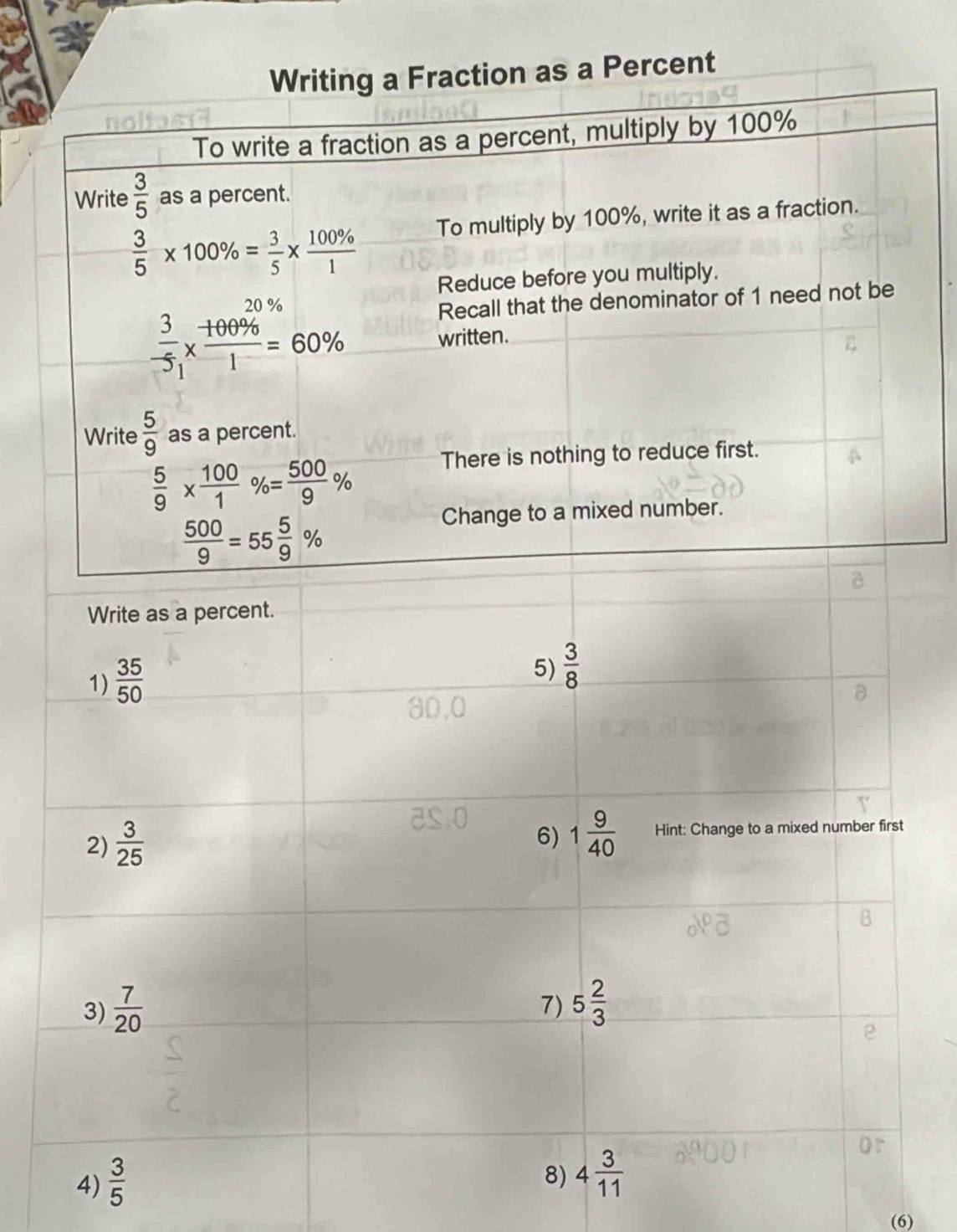 nt
st
4)  3/5 
8) 4 3/11 
(6)