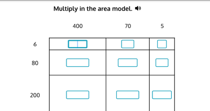 Multiply in the area model.