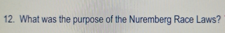 What was the purpose of the Nuremberg Race Laws?