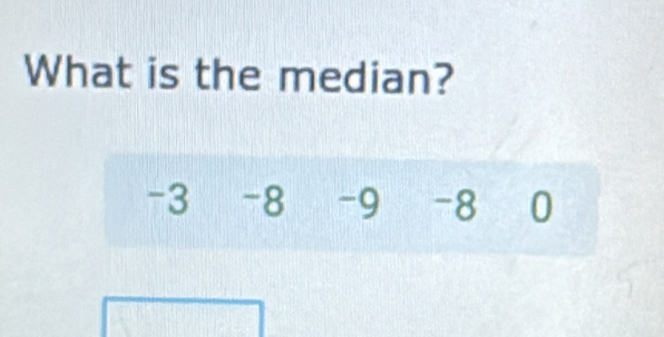 What is the median?
-3 -8 -9 -8 0