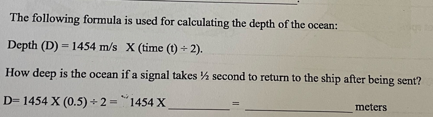 Solved: The following formula is used for calculating the depth of the ...