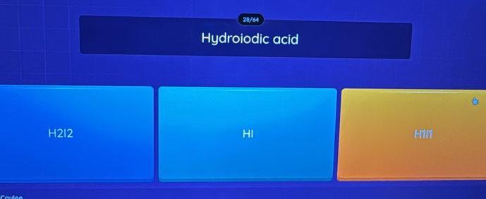 28/64
Hydroiodic acid
H2I2 HI H1l1