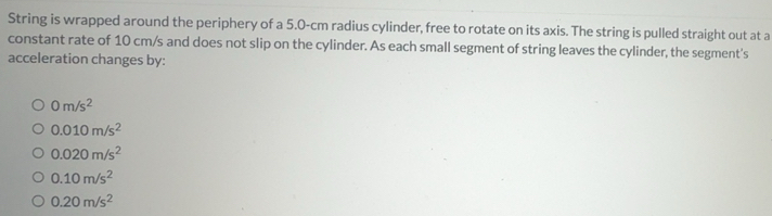 Solved: String is wrapped around the periphery of a 5.0-cm radius ...