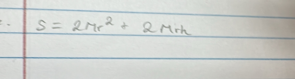 S=2Mr^2+2Mrh