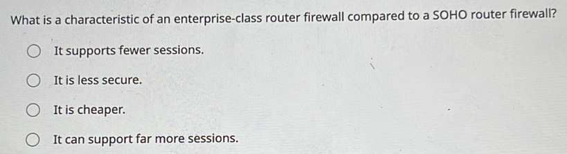 Solved: What is a characteristic of an enterprise-class router firewall ...
