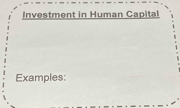 Investment in Human Capital 
Examples: