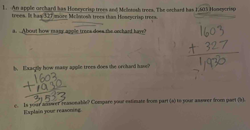 An apple orchard has Honeycrisp trees and McIntosh trees. The orchard ...