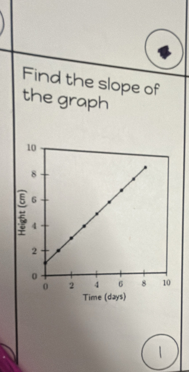 Find the slope of 
the graph 
Time (days) 
