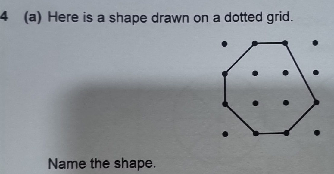 4 (a) Here is a shape drawn on a dotted grid. 
Name the shape.