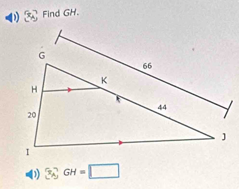 Find GH.
 enclosecircle3 GH=□