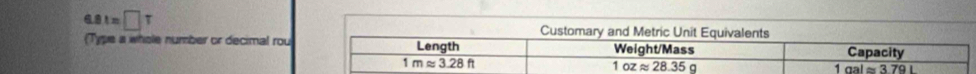 6.81=□ T
(Type a whole number or decimal rou