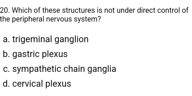 Solved: Which of these structures is not under direct control of the ...