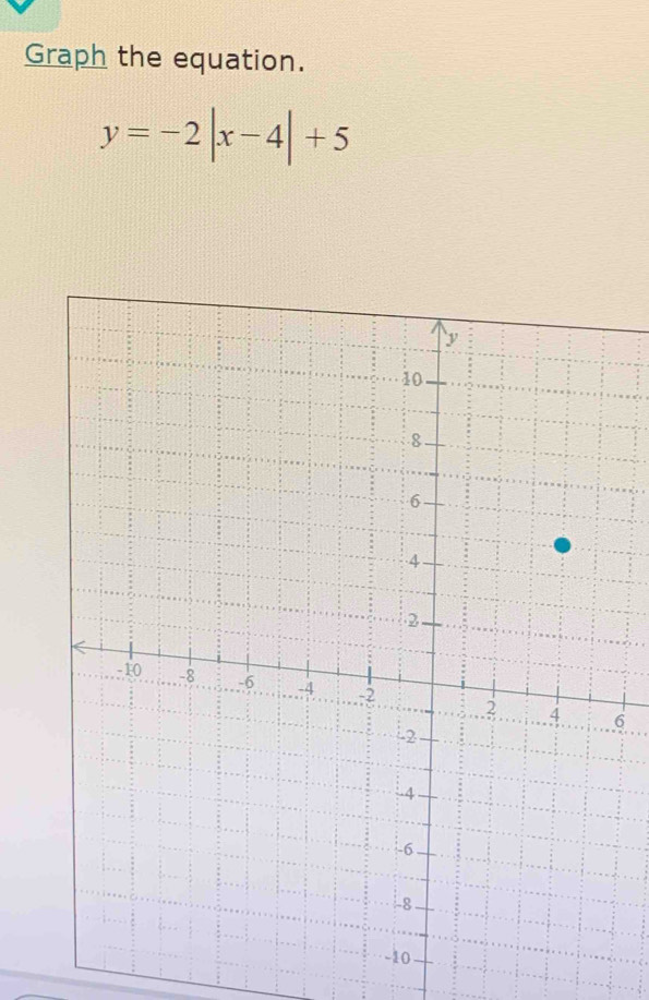 Graph the equation.
y=-2|x-4|+5
6