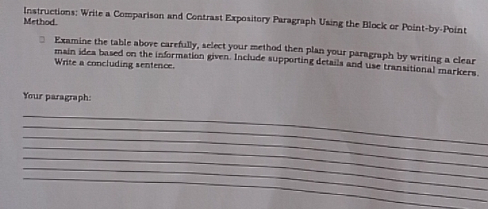 Solved: Instructions: Write a Comparison and Contrast Expository ...