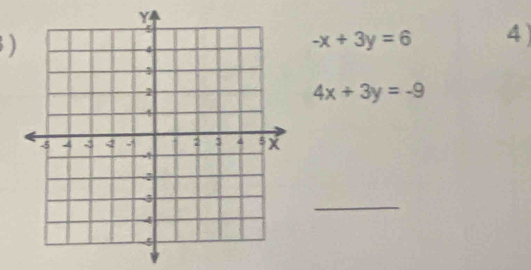 )
4 )
-x+3y=6
4x+3y=-9
_