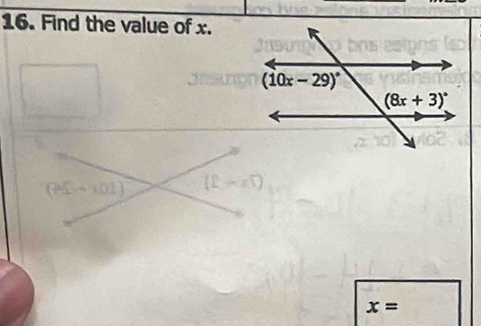 Find the value of x.
x=